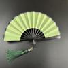 Ventaglio pieghevole mini in carta Xuan verde scuro dorata da 4-6 pollici per calligrafia e pittura