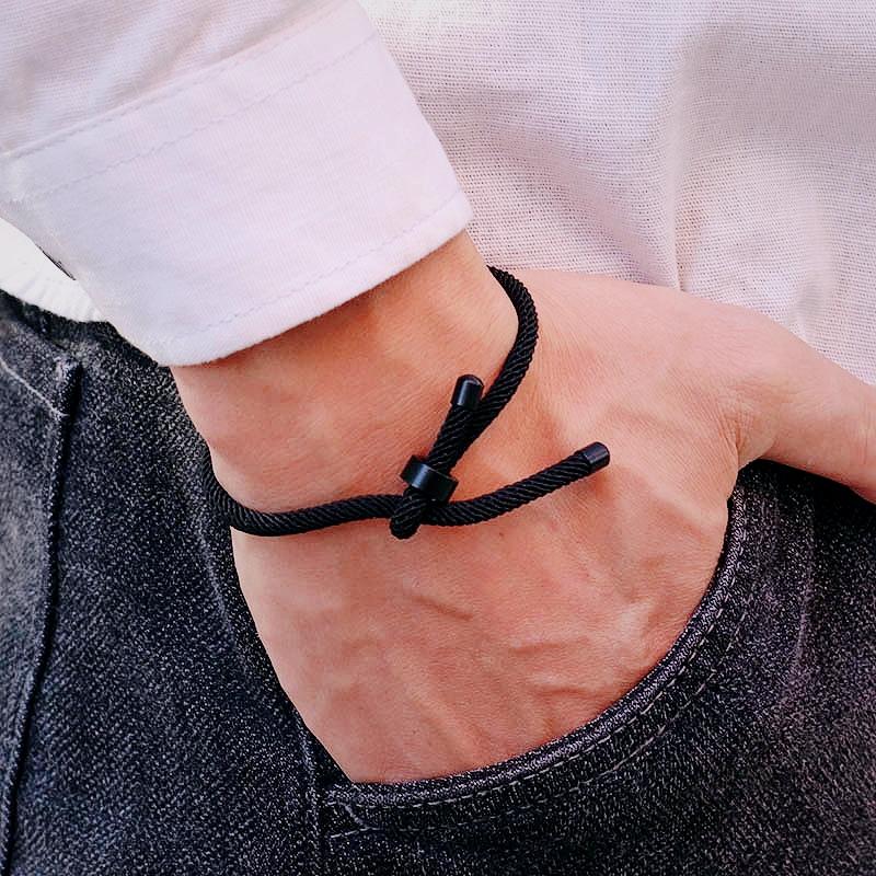 New Minimalist Lucky Red Thread Bracelet Unisex Stainless Steel Adjustable Cord Braclet Valentine Day Braslet Gift For Lovers