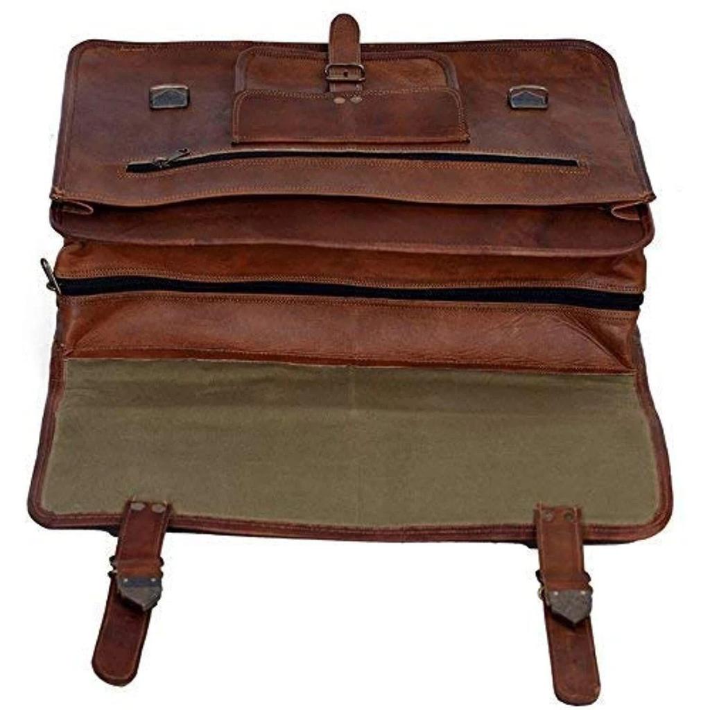 Genuine Vintage Brown Leather Messenger Bag Shoulder Laptop Bag Briefcase