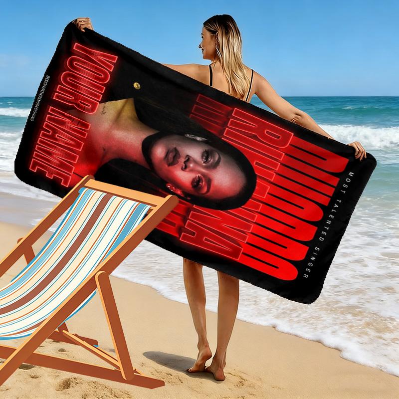 Name Custom Rihanna Savage Print Beach Towel, Large Soft Quick Dry Towel for Beach Camping Swimming