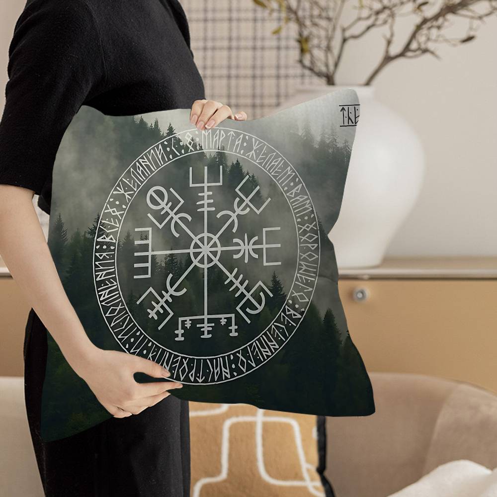 V-Viking Logo V-Vegvisir Luxury Pillow Anime Pillow Sofa Bed Head Pillow Cover Cushion Cover 45X45 Cm Fashion