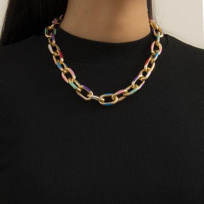 Accessories, Creative Oil Color Cross Chain Necklace Women, Simple Geometric Grinding Chain Necklace