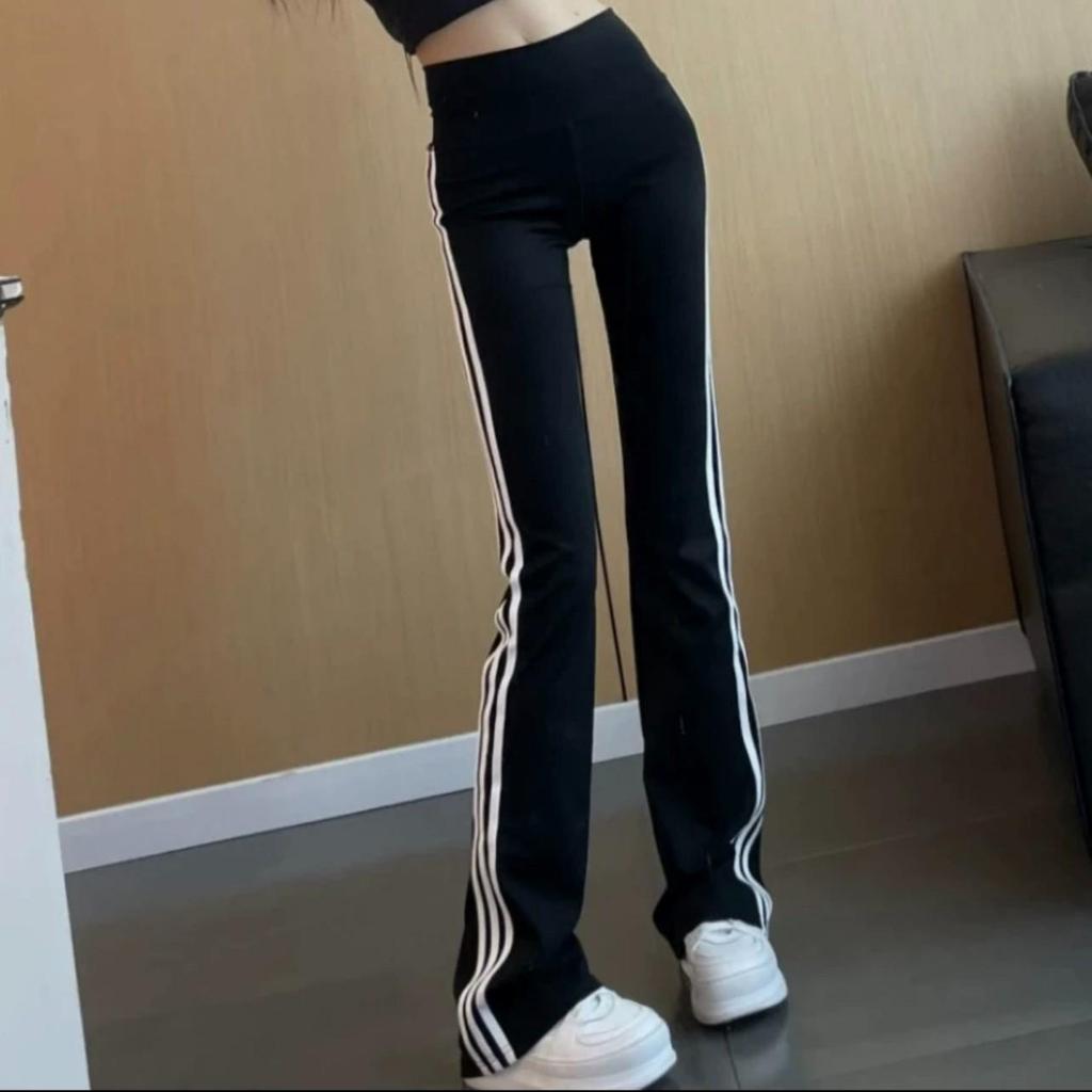 Women's Black High Waist Elastic Flare Pants - Slimming, Hip-Lifting, Shark Sports Design