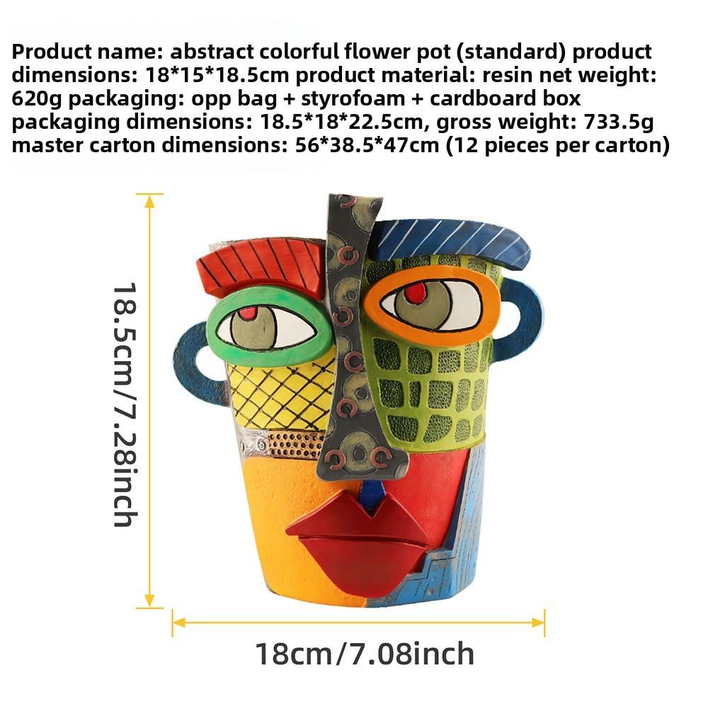 Picasso Abstract Woman Face Pot With Durable Resin For Garden And Home Decor
