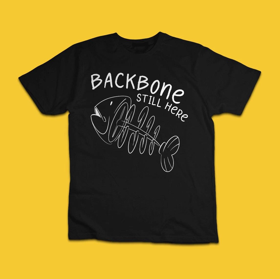 Backbone Still Here Funny Fish Skeleton Dark Humor Graphic T-Shirt XL