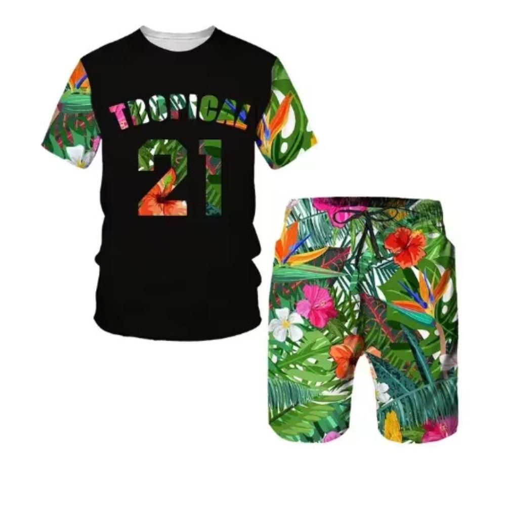 Camiseta Estampada Digitalmente 3D para Adolescentes y Hombres de Manga Corta Versátil Transpirable