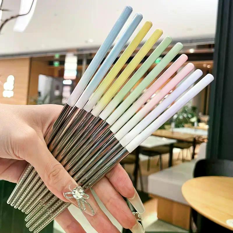Stainless Steel Portable Cutlery Set Spoon Chopsticks Student Travel Korean Style Portable Cutlery Set With Box Kitchen Supply