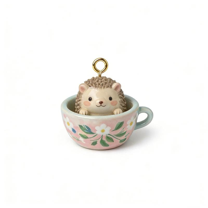 

Aesthetic 3D Animal in Tea Cup Pendant Necklace Cute Rabbit Kitten Charms Creative DIY Jewelry Set Birthday Gift for Students