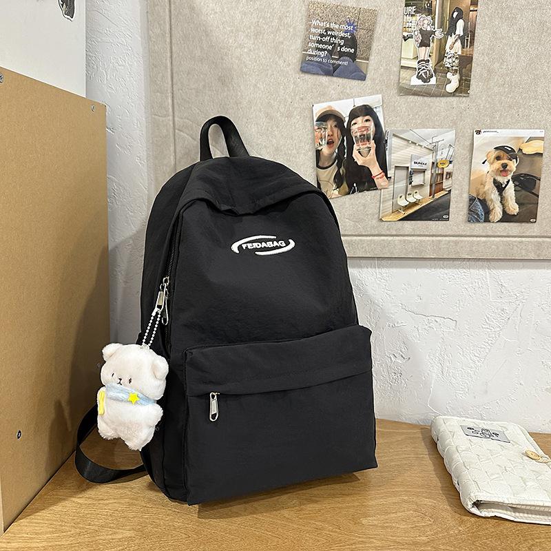 

College style schoolbag for girls Junior high school students Simple large-capacity computer backpack Casual high school students Travel backpack tide single bag