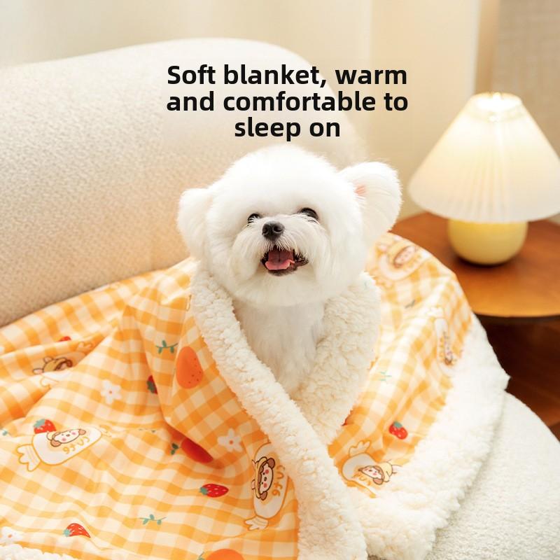 Kalınlaştırılmış Kuzu Yünü Sonbahar ve Kış Köpek Sevimli Ayı Çizgi Film Evcil Hayvan Battaniyesi Kedi Yorgan Yastık Oyuncak Ayı Battaniyesi