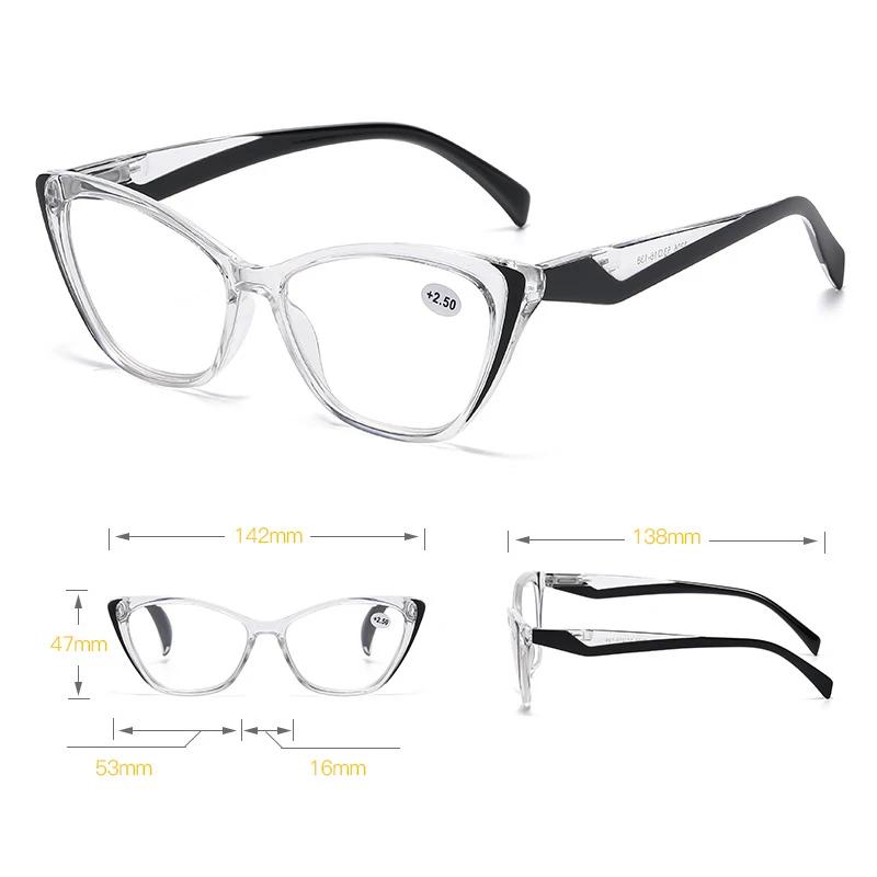 Fashionable HD Reading Glasses for Women Men Vintage Cat Eye Frame Hyperopia Glasses New Style Plus Diopter Eyeglasses for Lady