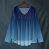 Women's Fashionable And Casual Shirt Long-sleeved V-neck Print Cotton And Linen Blouse