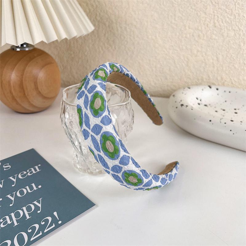Fashion Wide Hair Bands for Women Bezel Headdress Solid Blue Knitted Braid Headband Girl Hairband Hair Hoop Hair Accessories New