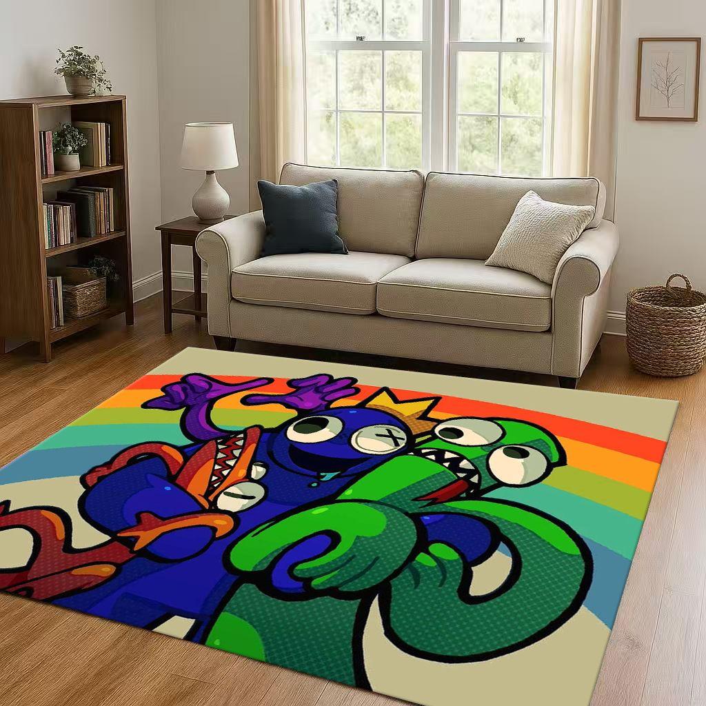 3D R Rainbow Friends Game Cartoon Living Room Non Slip Area Rug Carpet for Bedroom Playroom Sofa,Easy Clean Home Decor Doormat
