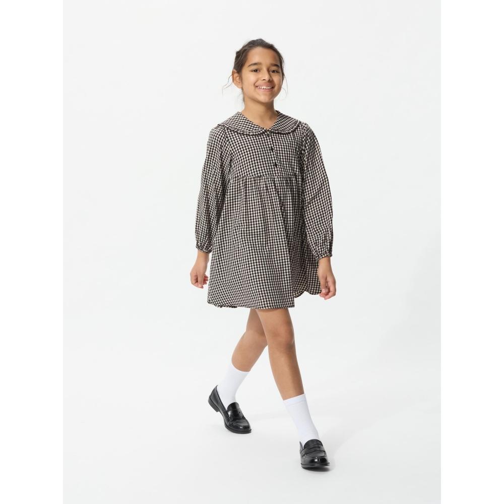 Uniqlo Girls Check Dress  Long Sleeve 