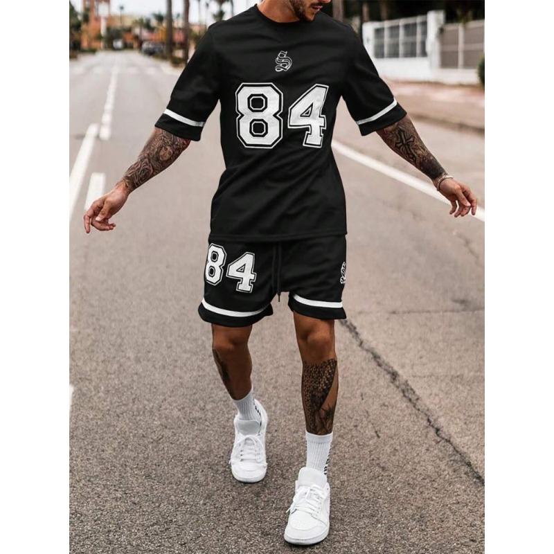 

Комплект из 2 предметов, летняя мужская повседневная футболка и пляжные шорты, повседневные мужские шорты с коротким рукавом в уличном стиле M