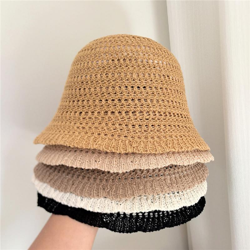Korean Hollow Hats Women, Spring/Summer Fashionable Breathable Sunshade Fisherman Cap, Face-Slimming Bucket Hat