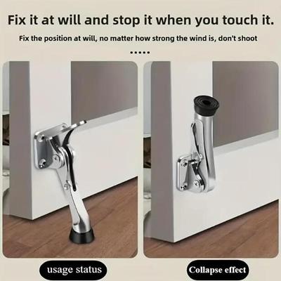 Alloy Kick Down Door Stopper Anti Collision Easy Pedal Floor Holder Self Adhesive Wall Protector Heavy Duty Mute Door Stops