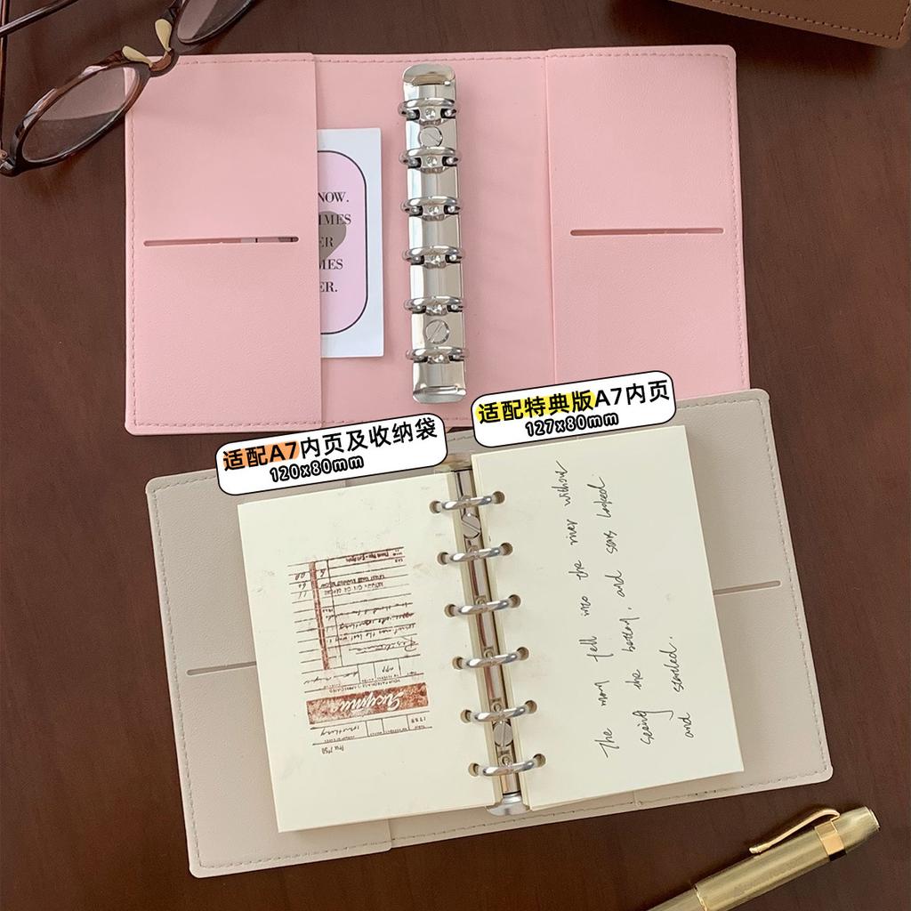 A7 Retro Pu Leather Binder 6 Ring Binder With 45 Sheets PU Clip-on Notebook Faux leather Loose Leaf Notebook Journal