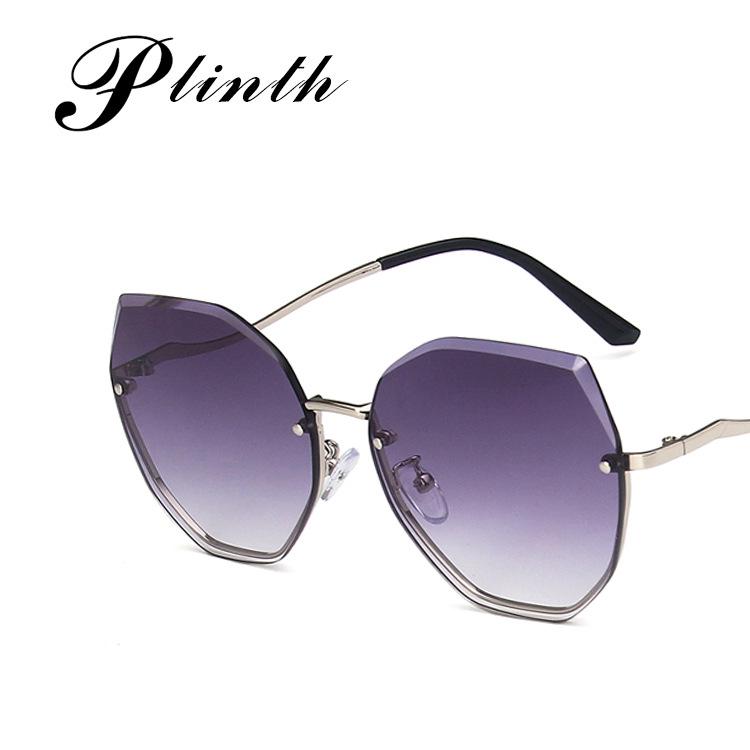 Korean Style 2021 Trendy Frameless Slim Sunglasses for Women