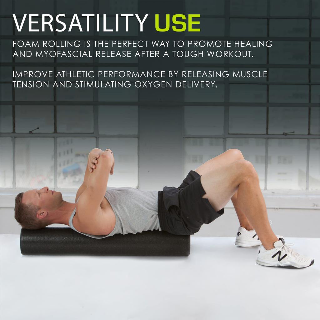 ProsourceFit High Density Foam Rollers 36 inches Firm Full Body Athletic Massage Tool for Back Post Workout Muscle Black - long, Stretching, Yoga,