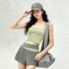 Summer Breathable Yoga Suit, Women's Chest Pad Vest, Fake Two-piece Contrasting Waist Shorts, Sports and Fitness Two-piece Set