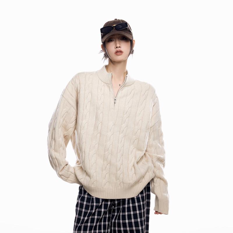 

ICH MODE Women s American Old Money Half-Zip Polo Sweater M