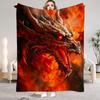 1Pc Digital Printed Fire Dragon King Flannel Blanket Mattress Cover Blanket for Family BedsSofasOfficesOutdoor Camping