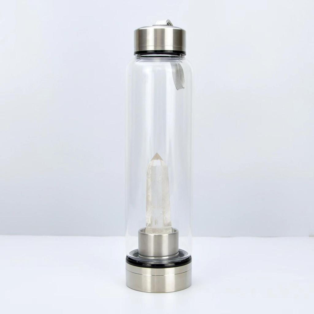 Hexagonal Prism Crystal Glass Water Cup with Magic Wand Spa Design - Custom Logo Option Available