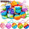 25pcs Round Pop Fidget Keychain Multi-item Party Favors Packs Pop Fidget Toys Bulk Party Favors for Appreciation Gift Bulk Christmas Goodie Bags