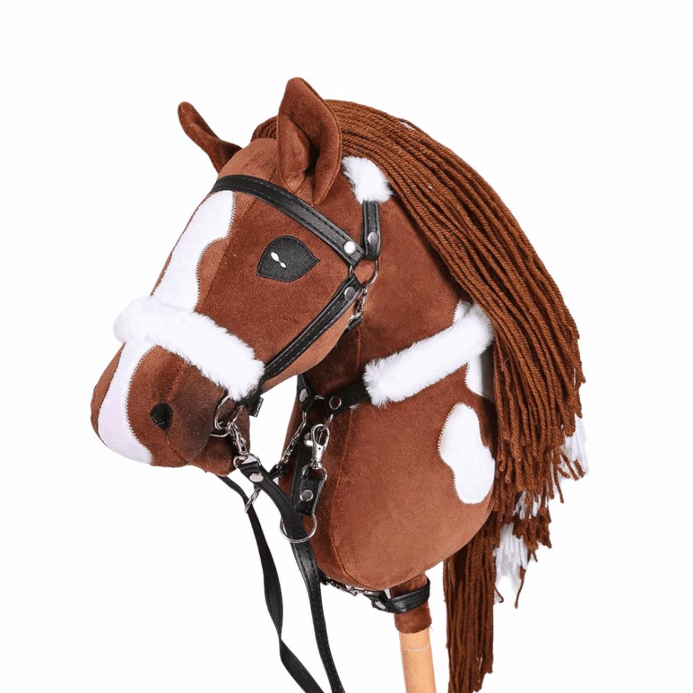Realistic Plush Hobby Horse Soft Plush Hobby Horse Riding Stick Plush Horse Head  Performance Prop