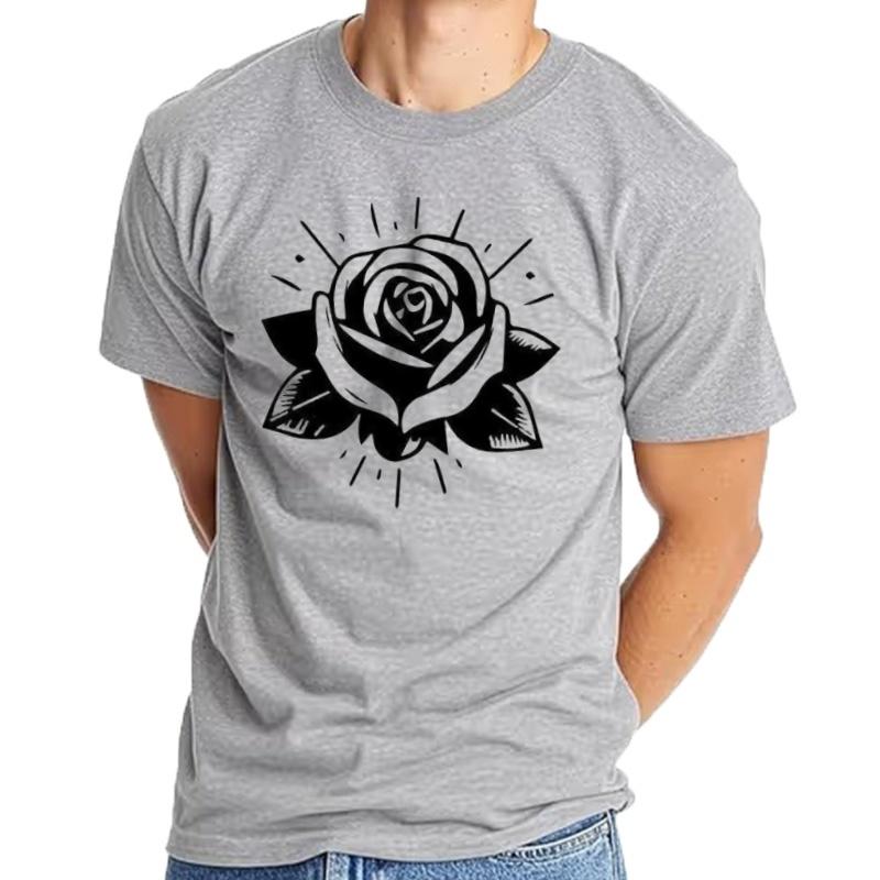 Blooming Rose Cotton T-shirts For Men And Women Graphic Clothing Short Sleeve T-shirts Ta