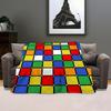 Cute cartoon style Rubik's cube Throw Kid-Friendly Flannel Throw Blanket Soft Warm Anti-Static Washable All Season