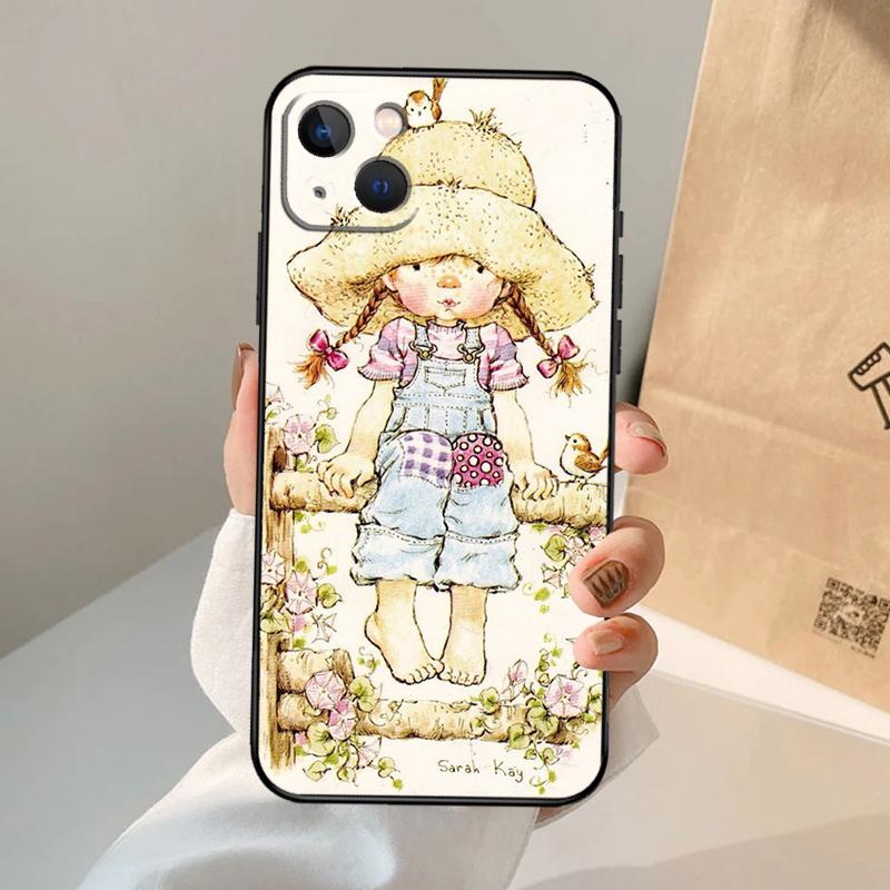 Sarah Kay patroon Case Voor iPhone 16 15 14 13 12 11 Pro Max XS XR X Plus 12 13 Mini Bumper Achterkant Cover