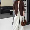 Luxury Women Suede Leather Hobo Shoulder Bag Vintage Half Moon Handbag Cross Body Daily Casual Underarm Purse Genuine Cowhide