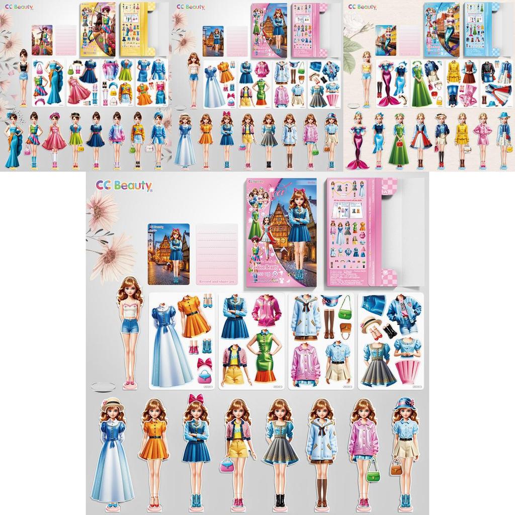 Kinder Mode Dame Magnet Anzieh Aufkleberbuch Lernspielzeug Geschenk für Mädchen