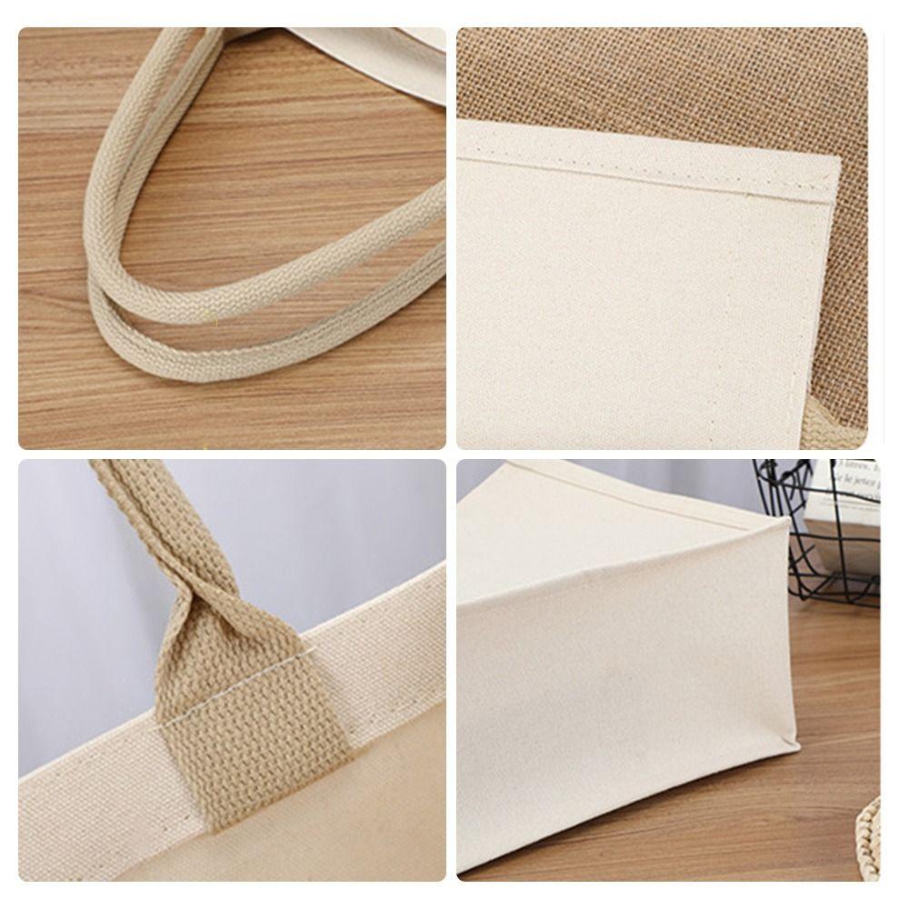 Reusable DIY Hand Drawn Canvas Bag Foldable Beige Blank Tote Sack Large Capacity Travel Shopping Bag