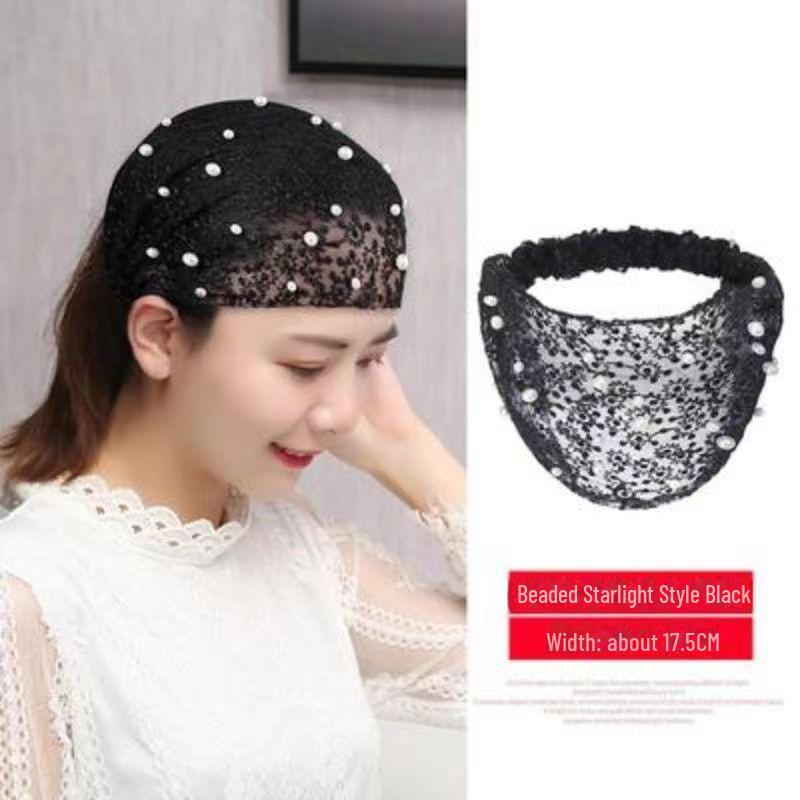 

Полая резинка для волос: Модный головной убор с широким краем для покрытия седых и ломких волос чёрный