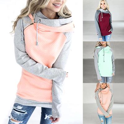 MAITA Women 's Autumn Fashion Warm Hooded Sweater  Diagonal Zipper Jacket Long Sleeve