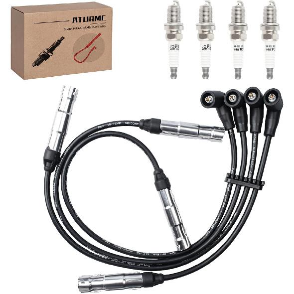 Set of 4 PCS Ignition Spark Plug Wires 32702-P0A-A00 8028 RC-HE73 671-4179 & 4 Iridium Spark Plugs Set Compatible with 1998-2001 Honda Accord DX