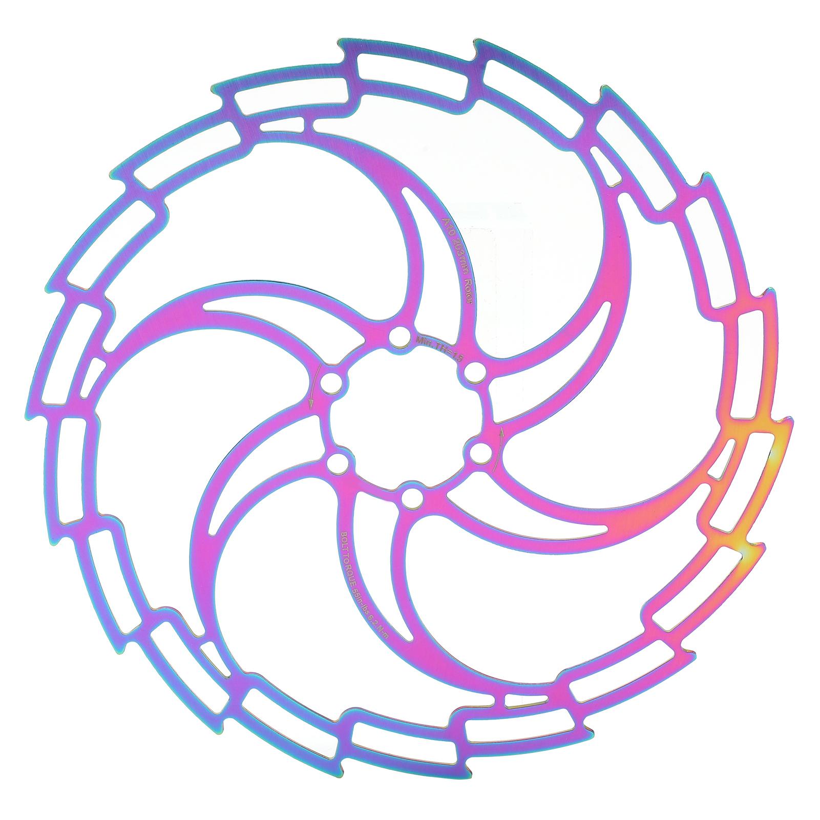 Mountain Bike TitaniumPlated Hollow Disc Brake Rotor 6 Nail Lightweight Disc Brake Rotor 203mm