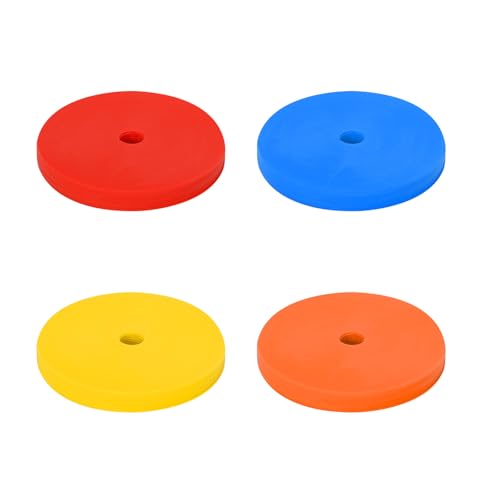 aleawol Flat Marker Set of 32 (4 Colors) - Ideal for Soccer, Futsal, Flat Cones, Spot Markers, and Includes Stand and Storage Bag.