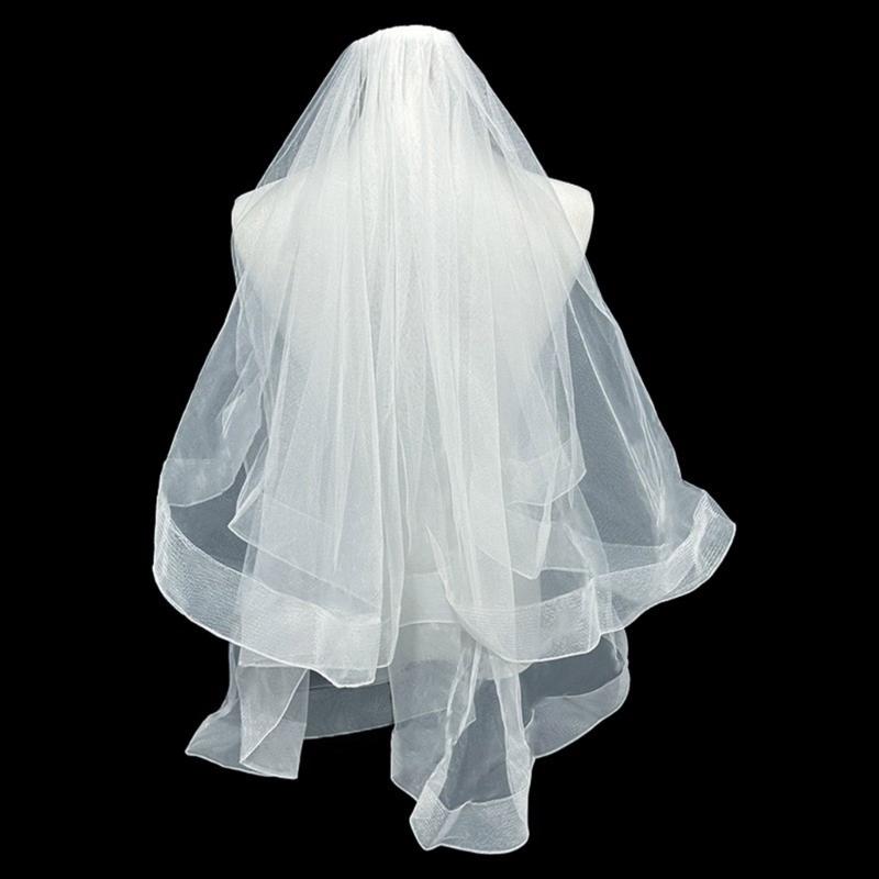 Delicate Wedding Bridal Lace Veil with Pearl/ Bowknot Girls Bride Veil Long Tulle Wedding Tiaras for Marriage Women