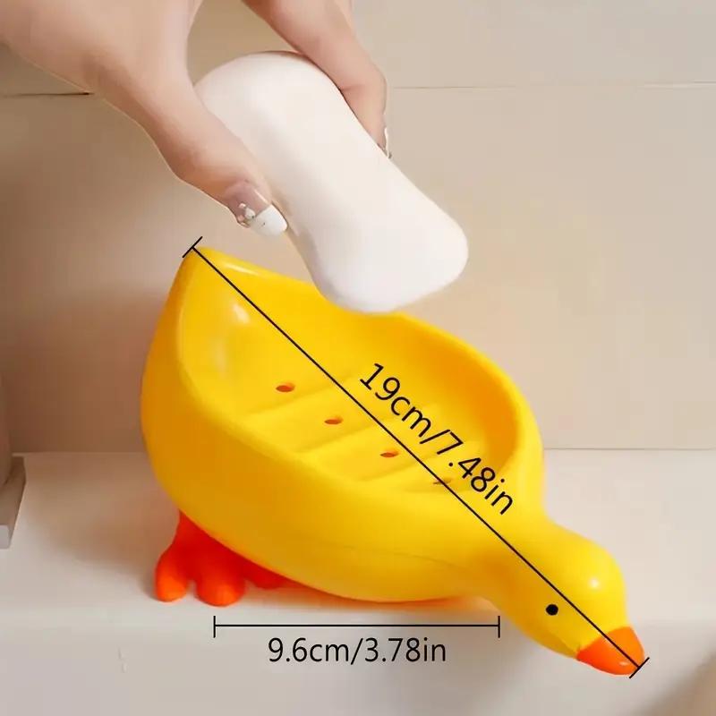 Duck Soap Box Cute Cartoon Duck Shape Self-Draining Soap Dish Open Design Soap Dish for Shower Bathroom Toilet
