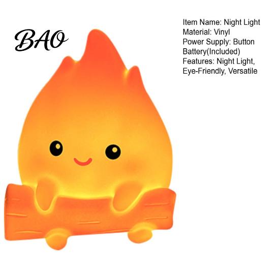 Small Bedside Light for Nighttime Cartoon Fake Campfire Night Light, Cute Warm Glow Durable Battery Operated Ornament, Portable Cozy Lamp Nursery And