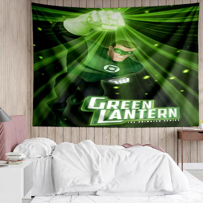 Green Lantern Print Tapestry, Backdrop, Easy Setup, Ideal for Bedroom, Office & Living Room, with Aesthetic Wall Hanging Decor.