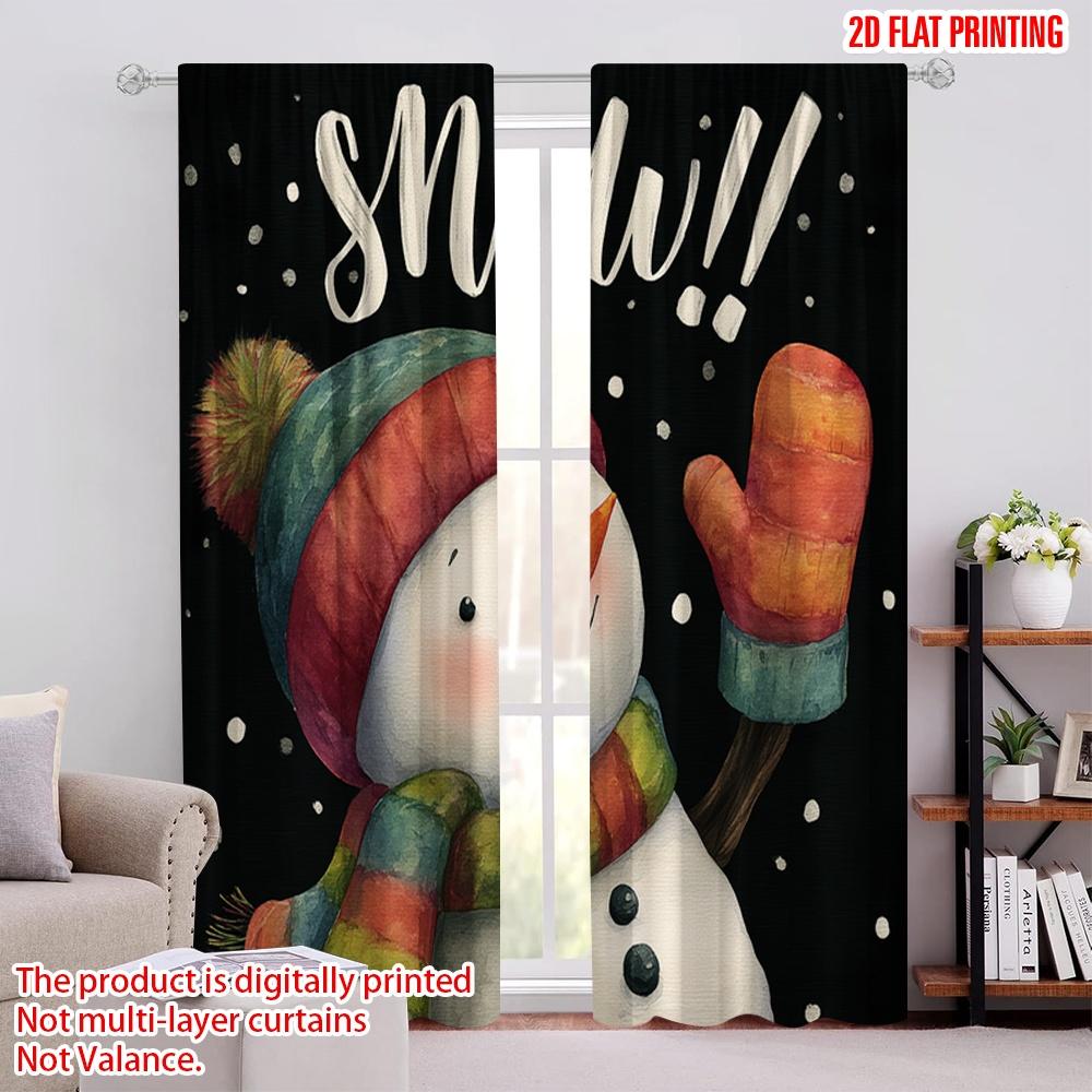 

2pcs,2D plane printing Contemporary Curtains Cute Snowman Versatile Polyester Fabric (without rod) Room Decor Ldeal for Living 52.50 × 116.00 cm 2 pcs