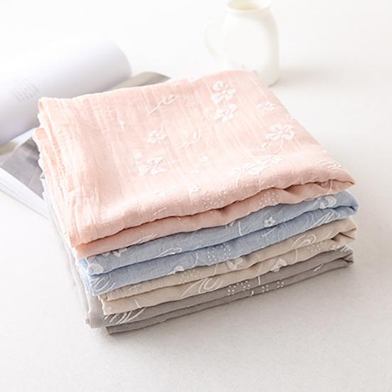 Leisure Flowers Printed Linen Long Shawl Travel Beach Anti-UV Scarf Stole Gift