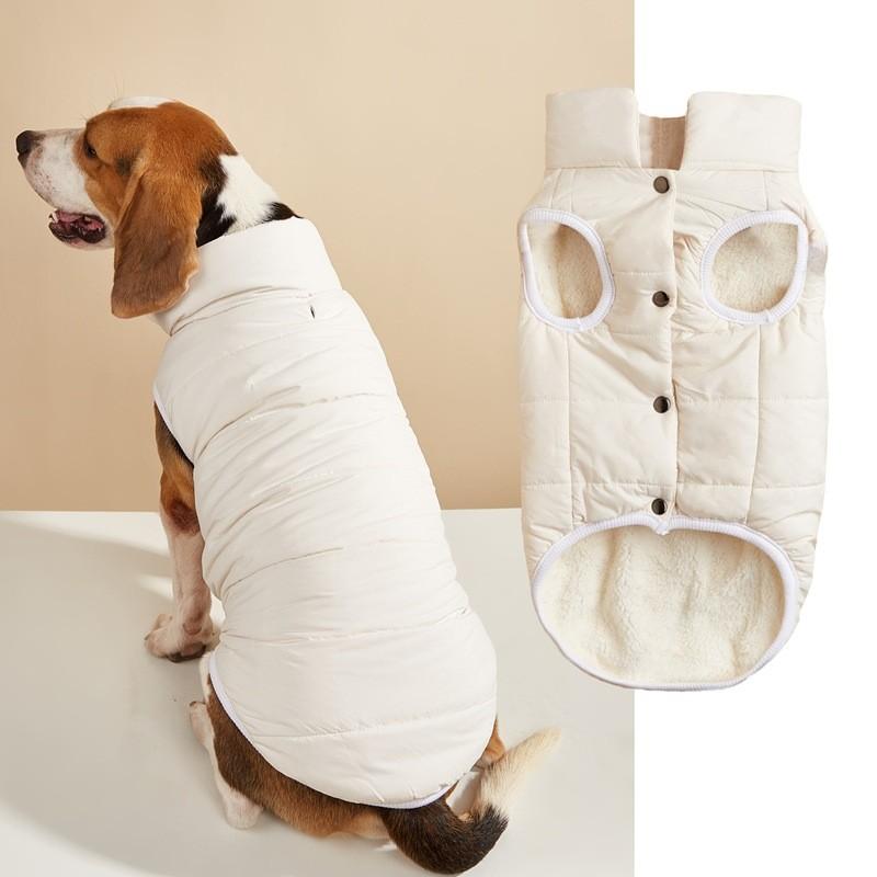 Button Winter Dog Vest With Integrated Keep Warm Fleece Back Zipper For Small Medium Dog