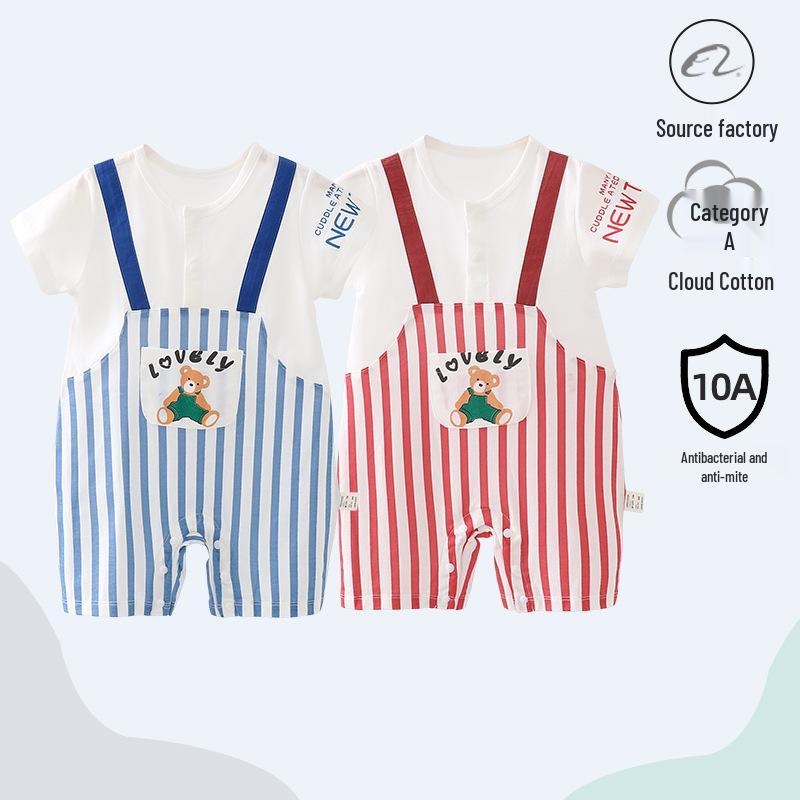 Antibacterial Summer Short-Sleeve Newborn Cotton Bodysuit